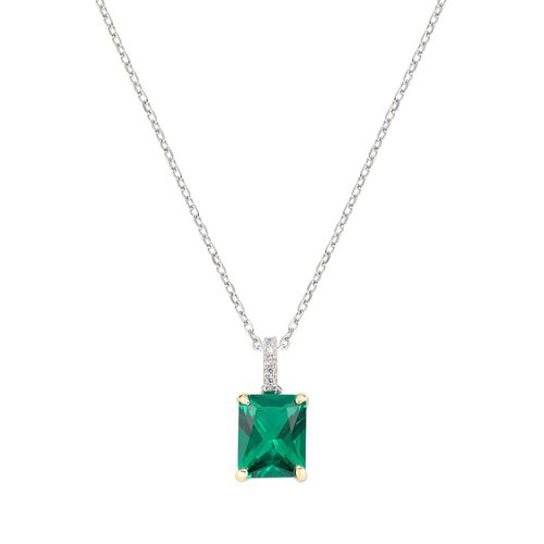 Collana Donna Amen In Argento 925 Con Zircone Verde E Zirconi Bianchi 3 - Verre Gioielli Collana Donna Amen In Argento 925 Con Zircone Verde E Zirconi Bianchi