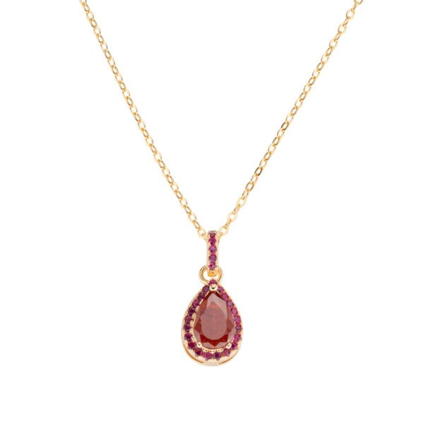 Collana Donna Amen In Argento 925 Dorato Con Creek Stone A Goccia E Zirconi Rubino 3 - Verre Gioielli Collana Donna Amen In Argento 925 Dorato Con Creek Stone A Goccia E Zirconi Rubino