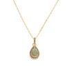 Collana Donna Amen In Argento 925 Dorato Con Creek Stone A Goccia E Zirconi Verde Oliva