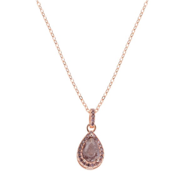 Collana Donna Amen In Argento 925 Rosato Con Creek Stone A Goccia E Zirconi Marroni