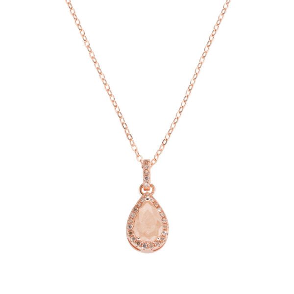 Collana Donna Amen In Argento 925 Rosato Con Creek Stone A Goccia E Zirconi Champagne