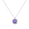Collana Donna Amen In Argento 925 Con Creek Stone Viola Quadrato E Zirconi Bianchi