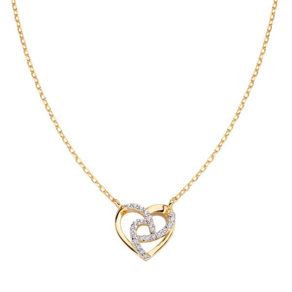 Collana Donna Amen In Argento 925 Dorato Con Cuori Intrecciati E Zirconi Bianchi