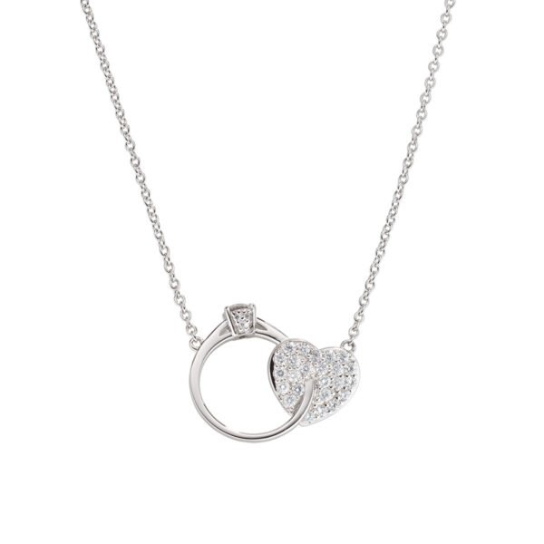 Collana Donna Amen In Argento 925 Con Cuore E Solitario E Zirconi Bianchi 3 - Verre Gioielli Collana Donna Amen In Argento 925 Con Cuore E Solitario E Zirconi Bianchi