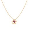 Collana Donna Amen In Argento 925 Dorato Con Stella E Zircone Rosso Rubino A Cuore