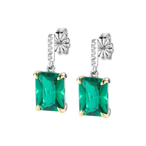 Orecchini Donna Amen In Argento 925 Con Zircone Verde E Pavè Di Zirconi Bianchi