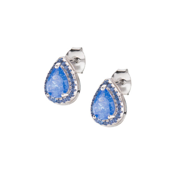 Orecchini Donna Amen A Goccia In Argento 925 Con Creek Stone E Zirconi Blu