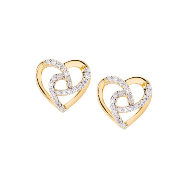 Orecchini Donna Amen In Argento 925 Dorato Con Cuori Intrecciati E Zirconi Bianchi 3 - Verre Gioielli Orecchini Donna Amen In Argento 925 Dorato Con Cuori Intrecciati E Zirconi Bianchi
