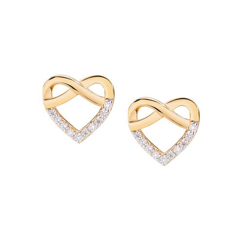 Orecchini Donna Amen In Argento 925 Dorato Con Cuori Intrecciati E Zirconi Bianchi 3 - Verre Gioielli Orecchini Donna Amen In Argento 925 Dorato Con Cuori Intrecciati E Zirconi Bianchi