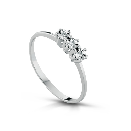 Anello Donna Trilogy Pg Gioielli In Oro Bianco 18 Kt E Diamanti 0.03 Ct 3 - Verre Gioielli Anello Donna Trilogy Pg Gioielli In Oro Bianco 18 Kt E Diamanti 0.03 Ct