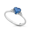 Anello Donna Pietre Di Colore Pg Gioielli In Oro Bianco 18 Kt Con Zaffiri 0.31 Ct E Diamanti 0.054 Ct
