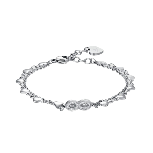 Bracciale Donna Luca Barra In Acciaio Doppio Filo Con Infinito E Cuore Con Cristalli Bianchi 3 - Verre Gioielli Bracciale Donna Luca Barra In Acciaio Doppio Filo Con Infinito E Cuore Con Cristalli Bianchi