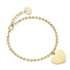 Bracciale Donna Luca Barra In Acciaio Dorato Con Maglia Pallinata E Cuore