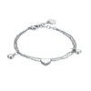 Bracciale Donna Luca Barra In Acciaio Doppio Filo Con Cristalli Bianchi E Cuore