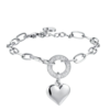Bracciale Donna Luca Barra In Acciaio Con Cerchio Con Cristalli Bianchi E Cuore