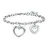 Bracciale Donna Luca Barra In Acciaio Con Cuori E Cristalli Bianchi