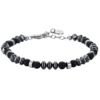Bracciale Uomo Luca Barra Con Ematite Grigia E Pietre Nere E Elementi In Acciaio 1 - Verre Gioielli Bracciale Uomo Luca Barra Con Ematite Grigia E Pietre Nere E Elementi In Acciaio