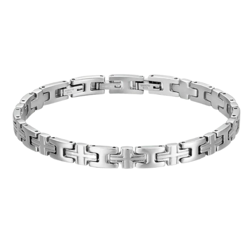 Bracciale Uomo Luca Barra In Acciaio Con Maglia A Croce