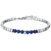 Bracciale Uomo Luca Barra In Acciaio Con Ematite Silver E Pietre Blu
