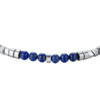 Bracciale Uomo Luca Barra In Acciaio Con Ematite Silver E Pietre Blu 2 Verre Gioielli - l'istituzione del gioiello