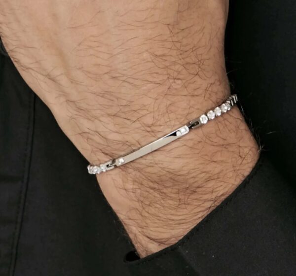 Bracciale Uomo Luca Barra In Acciaio Con Cristalli Bianchi 3 Verre Gioielli - l'istituzione del gioiello