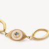 Bracciale Donna Brosway Semi Rigido In Acciaio Dorato Con Occhio E Cristalli Bianchi 1 Verre Gioielli - l'istituzione del gioiello