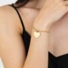 Bracciale Donna Luca Barra In Acciaio Dorato Con Maglia Pallinata E Cuore 2 Verre Gioielli - l'istituzione del gioiello