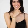 Bracciale Donna Luca Barra In Acciaio Dorato Con Maglia Pallinata E Cuore 3 Verre Gioielli - l'istituzione del gioiello