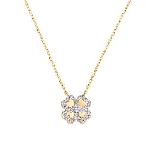 Collana Donna Amen In Argento 925 Dorato Con Quadrifoglio E Zirconi Bianchi 3 - Verre Gioielli Collana Donna Amen In Argento 925 Dorato Con Quadrifoglio E Zirconi Bianchi