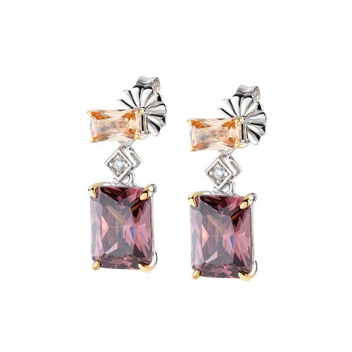 Orecchini Donna Amen In Argento 925 Con Zircone Brown E Champagne 3 - Verre Gioielli Orecchini Donna Amen In Argento 925 Con Zircone Brown E Champagne