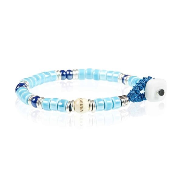 Bracciale Uomo Gerba Lab Ceramic Con Argento 925 E Ceramica Celeste E Murrina