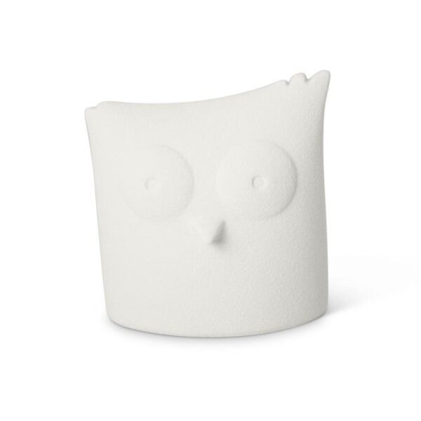 Scultura Lineasette Civetta In Gres Porcellanato Bianco