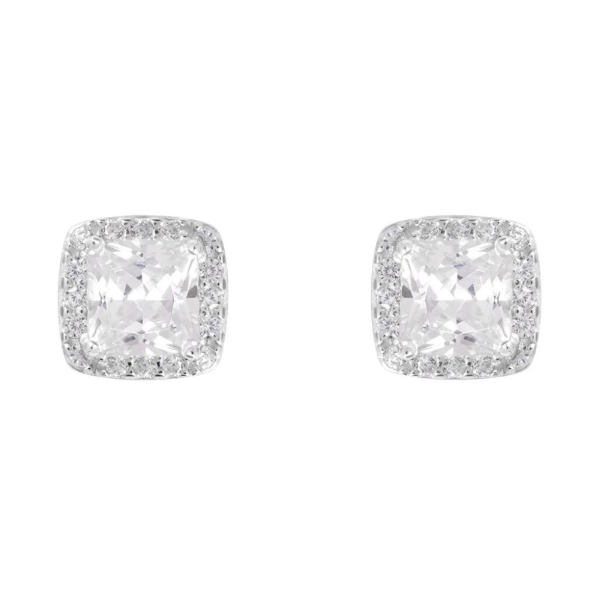 Orecchini Donna Punti Luce Bianco, Rotondo/Quadrato/Cuore CZ, Ipoallergenici Con Perno In Argento 925, Regalo Con Scatola