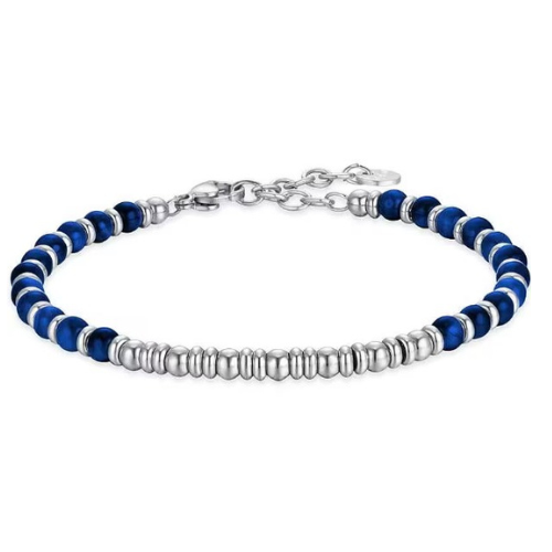 Bracciale Uomo Luca Barra In Acciaio Con Sfere In Lapis Blu 3 - Verre Gioielli Bracciale Uomo Luca Barra In Acciaio Con Sfere In Lapis Blu