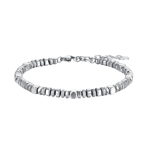 Bracciale Uomo Luca Barra In Acciaio Con Ematite Silver 3 - Verre Gioielli Bracciale Uomo Luca Barra In Acciaio Con Ematite Silver