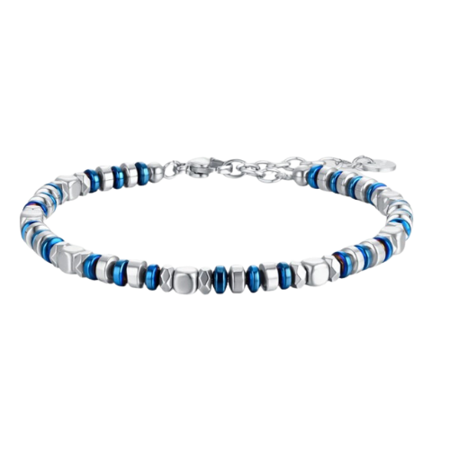 Bracciale Uomo Luca Barra In Acciaio Con Ematite Blu E Silver 3 - Verre Gioielli Bracciale Uomo Luca Barra In Acciaio Con Ematite Blu E Silver