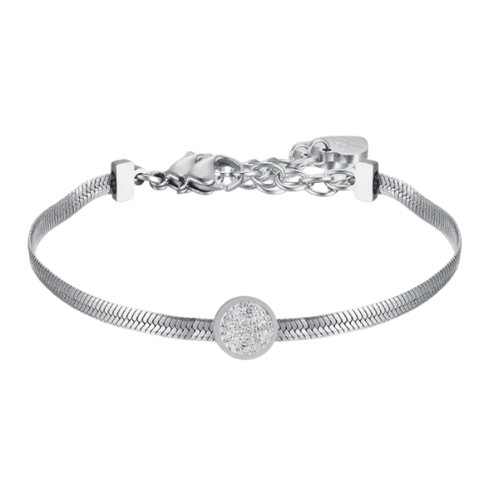 Bracciale Donna Luca Barra In Acciaio Snake Con Cristalli Bianchi