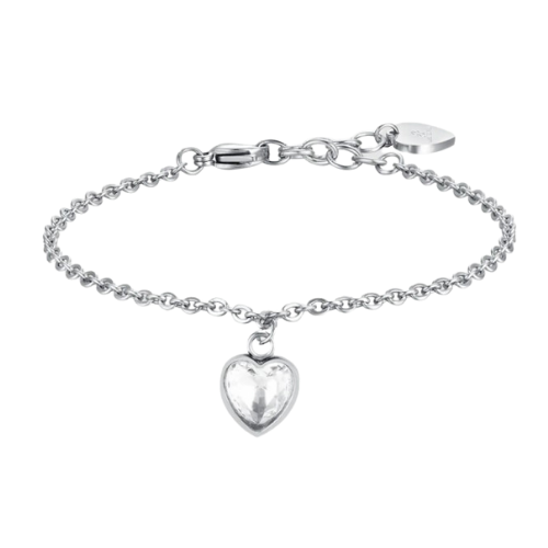 Bracciale Donna Luca Barra In Acciaio Con Cristallo Bianco A Cuore 3 - Verre Gioielli Bracciale Donna Luca Barra In Acciaio Con Cristallo Bianco A Cuore