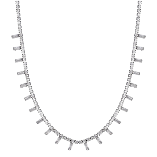Collana Donna Luca Barra In Acciaio Con Cristalli Bianchi