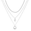 Collana Donna Luca Barra In Acciaio Doppio Filo Con Cristallo Bianco E Piastra Rotonda