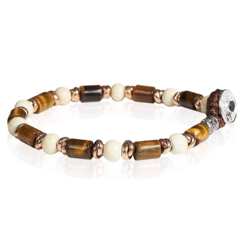 Bracciale Uomo Gerba Fashionable Con Occhio Di Tigre E Murrina E Argento 925