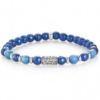 Bracciale Uomo Gerba Elastico Con Agata Blu E Argento 925