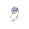 Anello Donna Amen In Argento 925 Con Creek Stone Viola Quadrata E Zirconi Bianchi