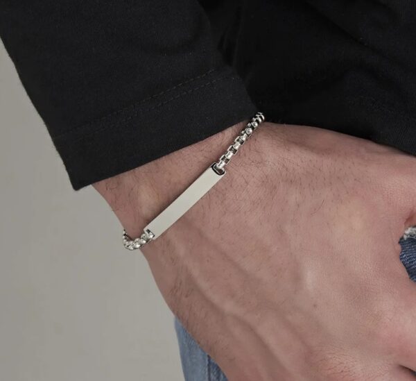 Bracciale Uomo Luca Barra In Acciaio Con Piastra Personalizzabile 1 Verre Gioielli - l'istituzione del gioiello