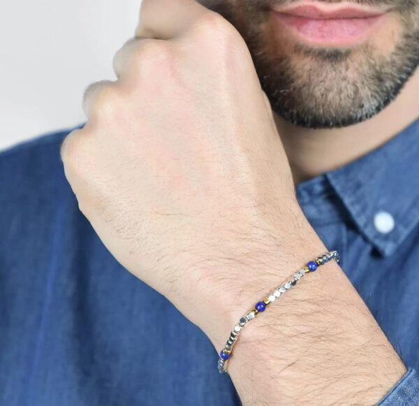 BRACCIALE UOMO ROSARIO IN ACCIAIO CON PIETRE LAPIS