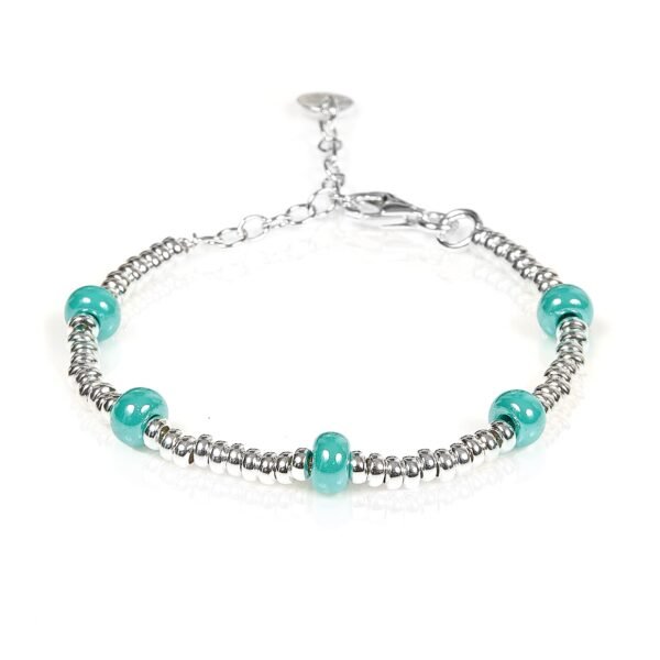 Bracciale Baby Silver Gerba Con Ceramica Celeste E Argento 925 3 - Verre Gioielli Bracciale Baby Silver Gerba Con Ceramica Celeste E Argento 925