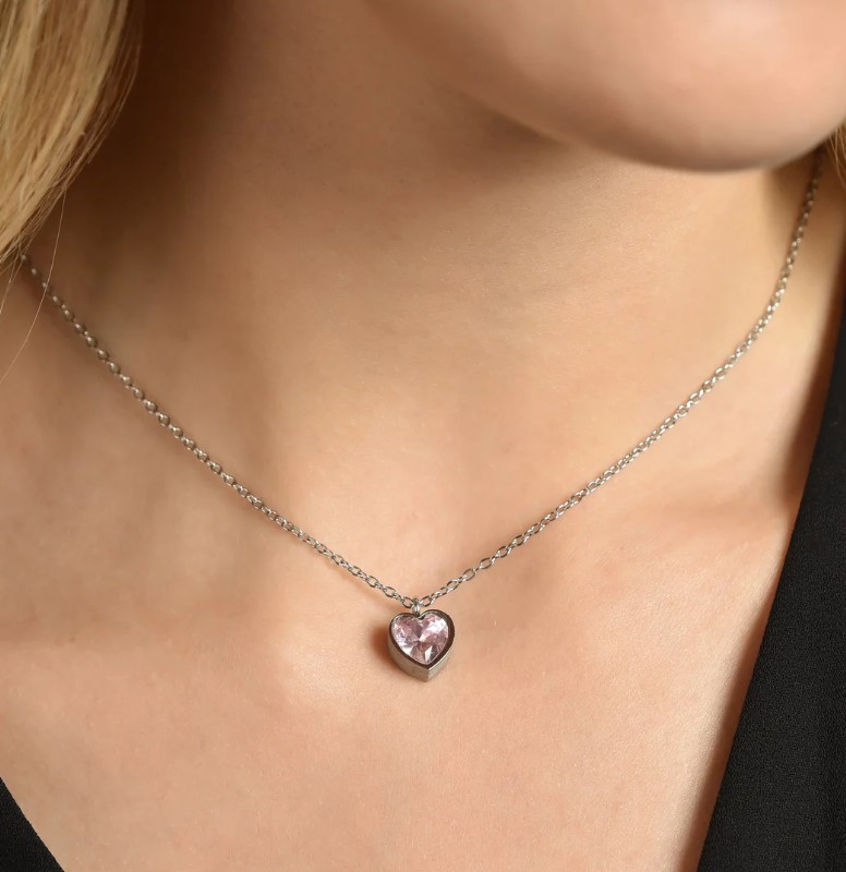 Collana Donna Luca Barra In Acciaio Con Stelle E Cuore Pendente - Verre  Gioielli