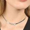 Collana Donna Luca Barra In Acciaio Snake Con Cuore E Cristalli Bianchi 1 Verre Gioielli - l'istituzione del gioiello