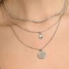 Collana Donna Luca Barra In Acciaio Doppio Filo Con Cristallo Bianco E Piastra Rotonda 1 Verre Gioielli - l'istituzione del gioiello