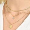 Collana Donna Luca Barra In Acciaio Dorato Doppio Filo Con Cristallo Bianco E Piastra Rotonda 1 Verre Gioielli - l'istituzione del gioiello